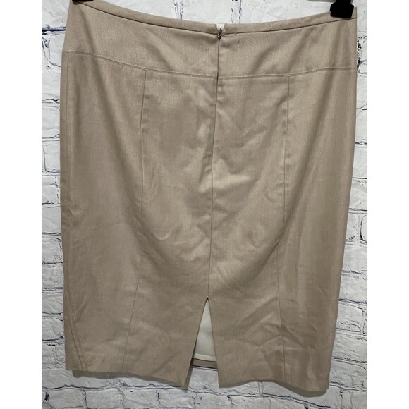 White House Black Market WHBM Tan Beige Rayon Blend Straight Pencil Skirt 8 - Picture 4 of 8